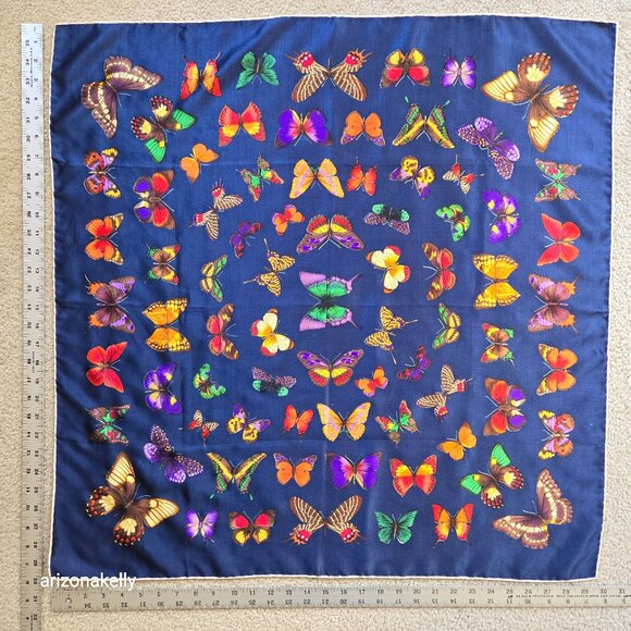 Accessories - Silk Scarf Butterflies Hand-Rolled Butterfly